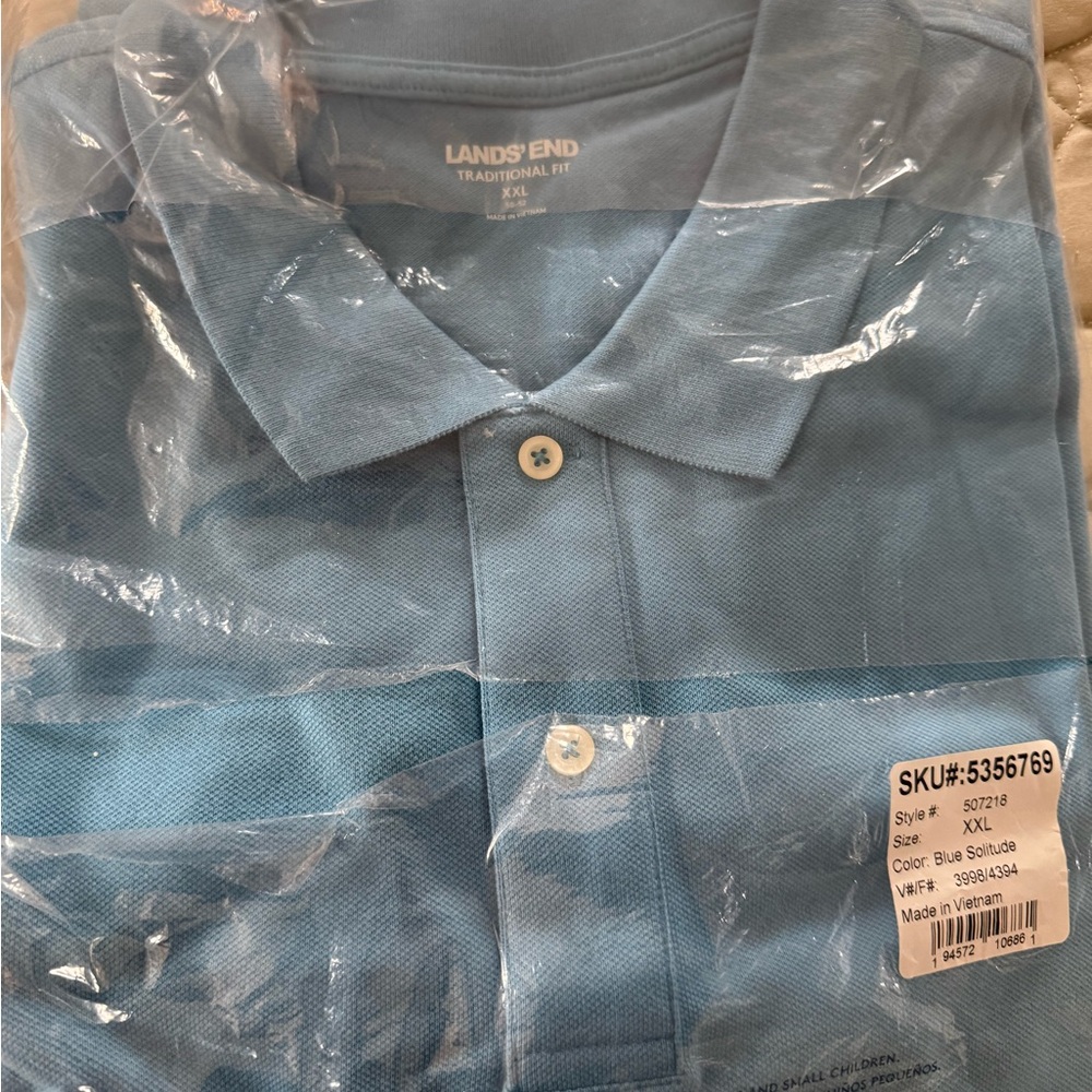 Brand new Lands' End Men's Blue Solitude Polo Shirt